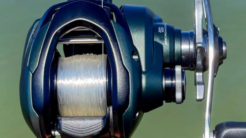 Baitcasting reel spooled with the ideal fishing line for casting