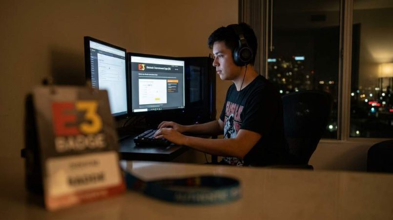 Gamer verifying expo pass before online purchase